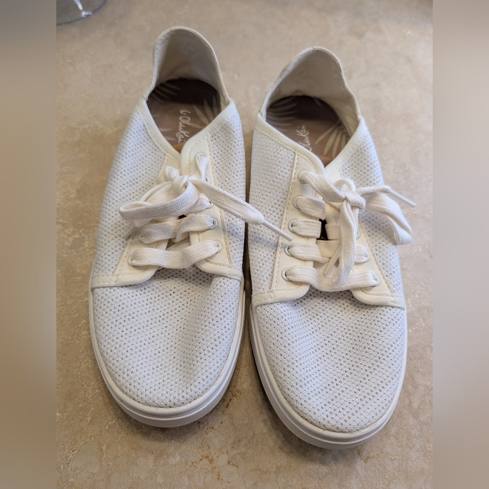 OluKai White Canvas Lace-Up Shoes